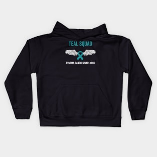 ovarian cancer teal ribbon awareness month Kids Hoodie